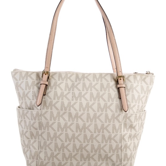 Michael Kors Leather Trimmed Monogram Tote - Picture 3 of 4